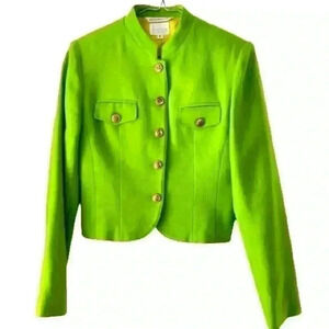 MODA  INTERNATIONAL LIME GREEN WOOL BLAZER SIZE 6 GREAT FOR FALL